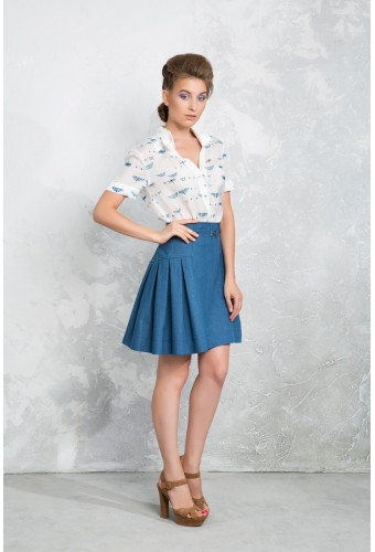 Юбка джинсовая в складку