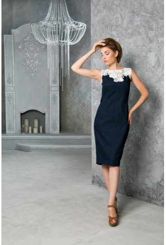 Платье «джинса – кружево»