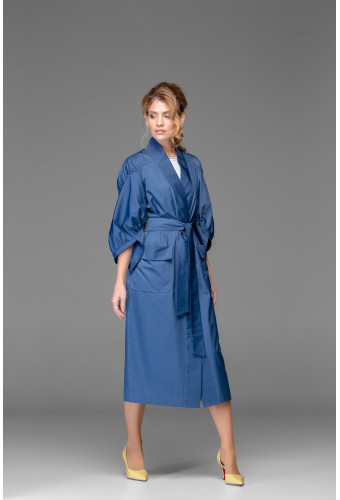 Плащ длинный "синий кобальт"