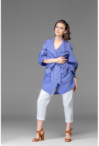 Плащ короткий голубой