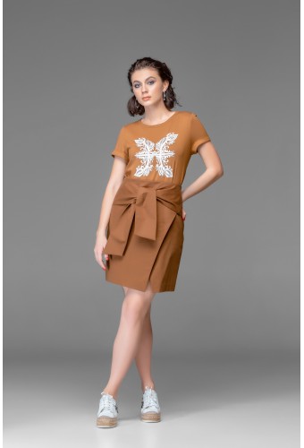 Юбка "горчица" с завязками