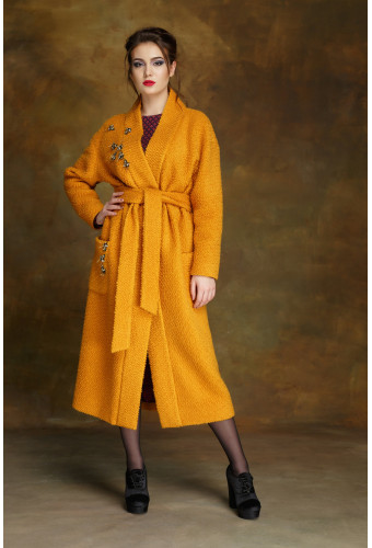 Пальто-халат желтое