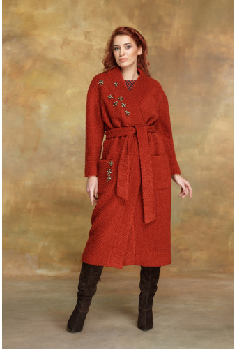 Пальто-халат терракотовое