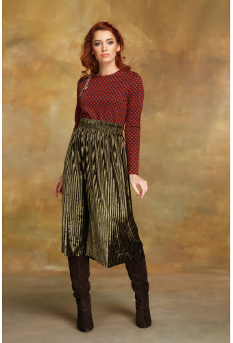 Юбка плиссе длинная зеленая