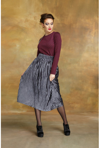 Юбка плиссе длинная серая