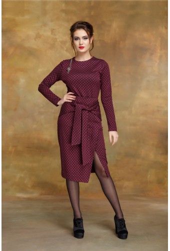 Юбка с пришивным поясом малиновая