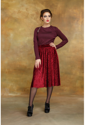 Юбка плиссе "бургунди"