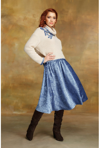 Юбка плиссе длинная голубая