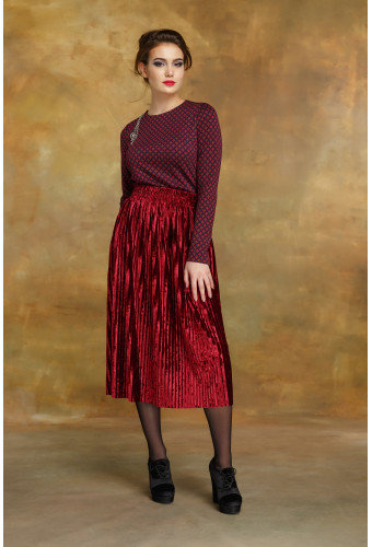 Юбка плиссе длинная "бургунди"