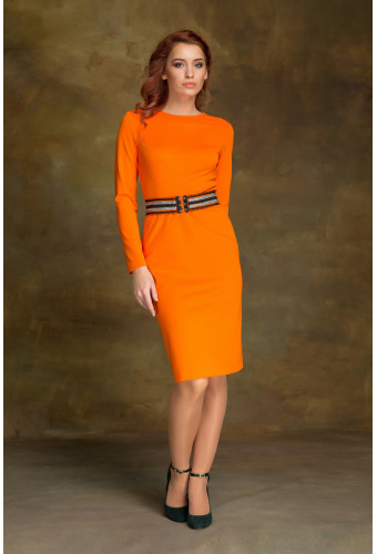 Платье длинное морковное