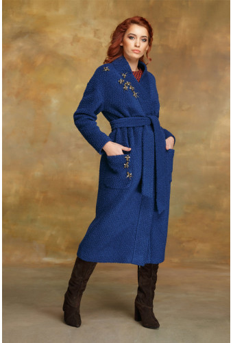 Пальто-халат синее