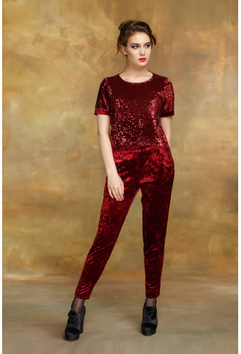  Футболка "пайетка бордо"