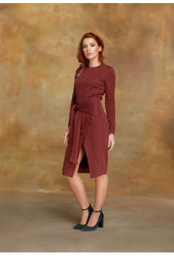 Юбка с пришивным поясом терракотовая